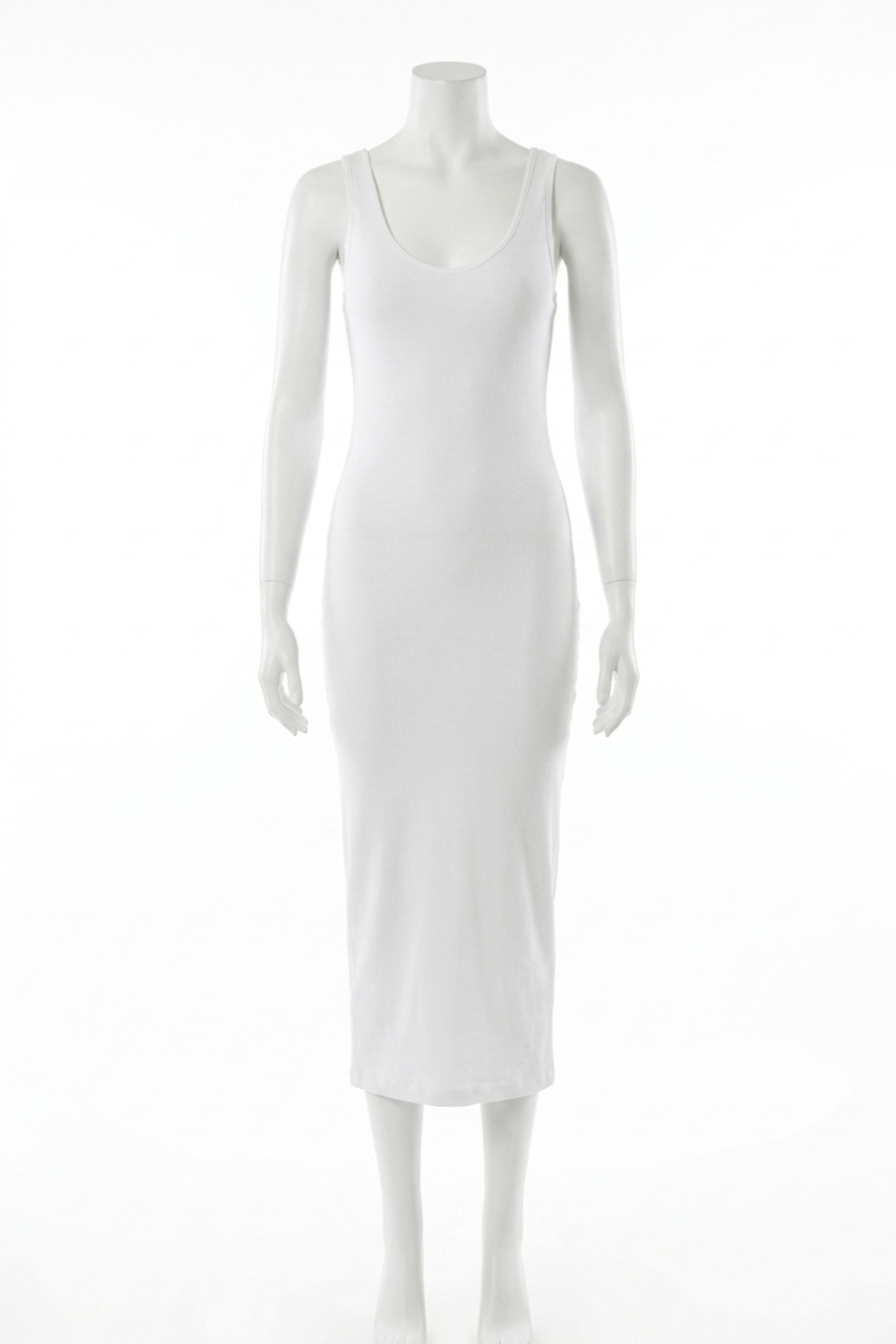 NEW ENZA COSTA silk knit tank midi dress in white
